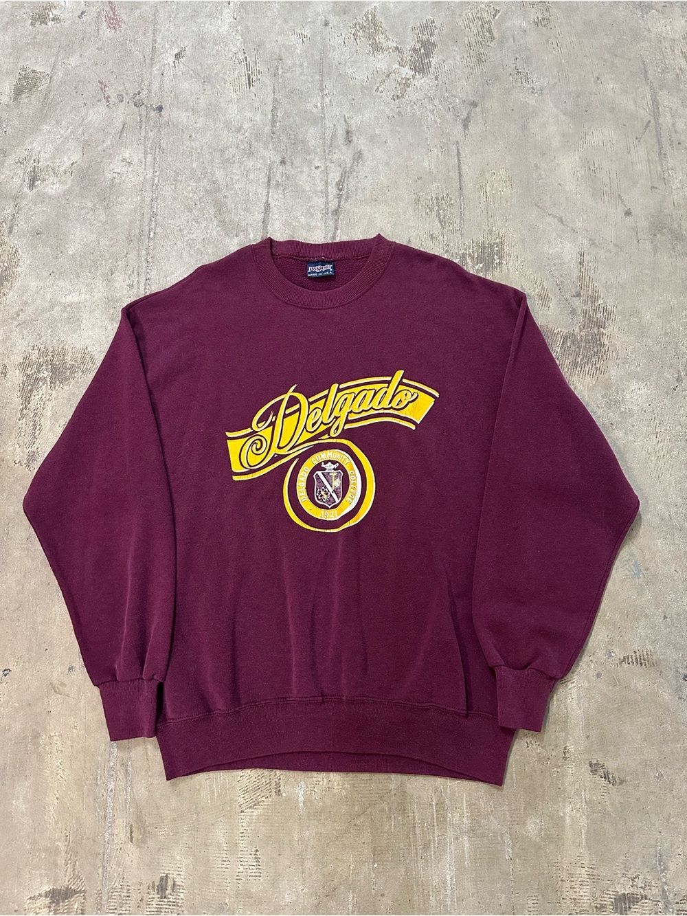 Jansport Maroon Crewneck with Yellow Script Graphic